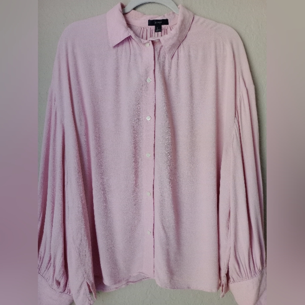 J. Crew Pink Oversized Blouse with Peter Pan Collar Size XL